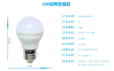 【LED燈照明NOMO 球泡燈5W led節能燈泡 塑料球泡燈 中山廠家批發】價格,廠家,圖片,LED球泡燈,義烏市大冶日用品商行-